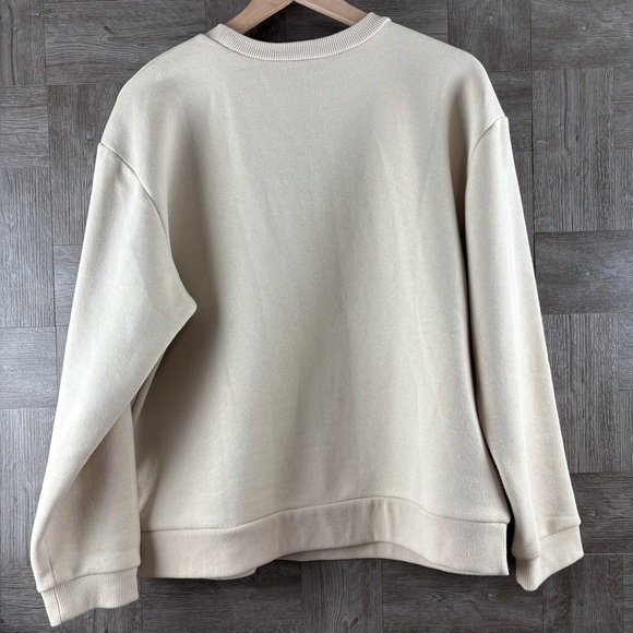 ZARA Women’s Light Beige Round Neck Sweatshirt Tricot Patch Pockets Size Medium - Picture 10 of 15